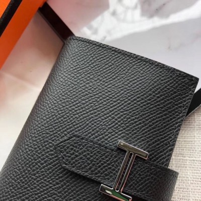 Hermes Bearn Mini Wallet In Black Epsom Leather