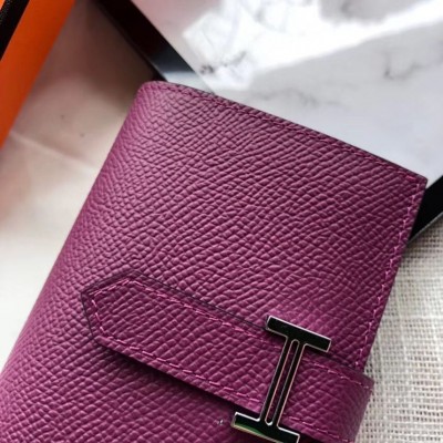 Hermes Bearn Mini Wallet In Purple Epsom Leather