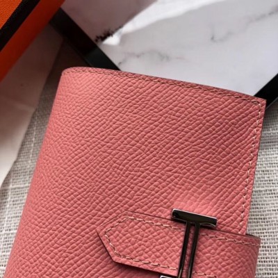 Hermes Bearn Mini Wallet In Rose Confetti Epsom Leather