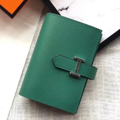 Hermes Bearn Mini Wallet In Vert Vertigo Epsom Leather HSBS60053