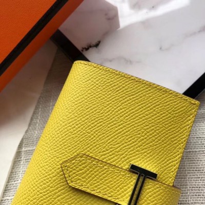 Hermes Bearn Mini Wallet In Yellow Epsom Leather