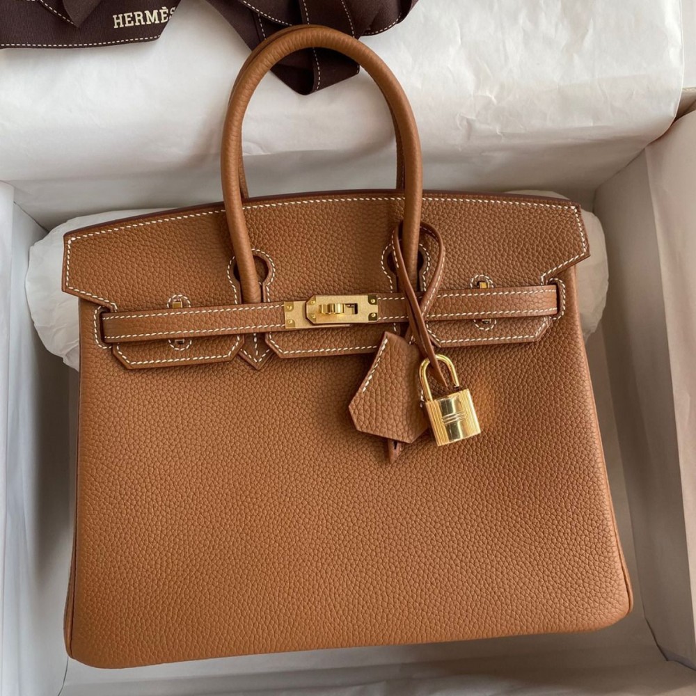 Hermes Birkin 25 Handmade Bag In Brown Clemence Leather