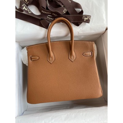 Hermes Birkin 25 Handmade Bag In Brown Clemence Leather