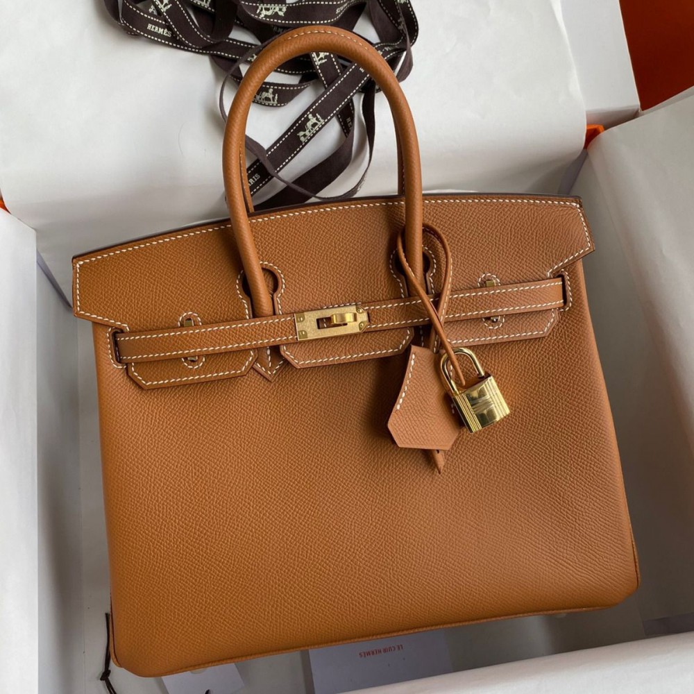 Hermes Birkin 25 Handmade Bag In Gold Epsom Calfskin