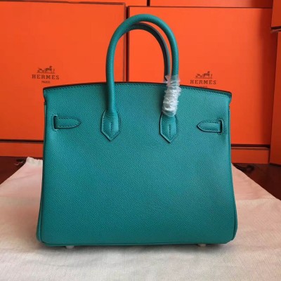 Hermes Birkin 25 Handmade Bag In Malachite Epsom Calfskin