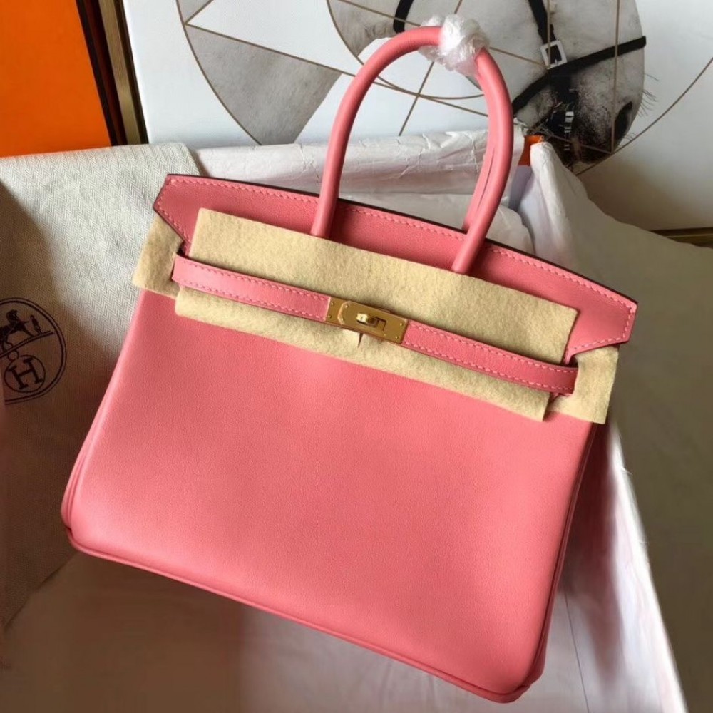 Hermes Birkin 25 Handmade Bag In Rose Lipstick Swift Leather