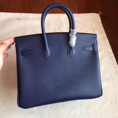 Hermes Birkin 25 Handmade Bag In Sapphire Epsom Calfskin