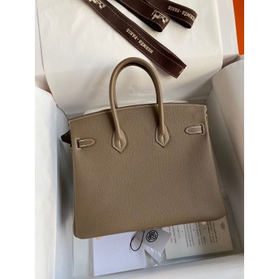 Hermes Birkin 25 Handmade Bag In Taupe Epsom Calfskin