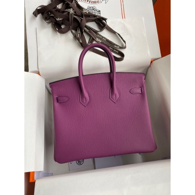 Hermes Birkin 25 Retourne Handmade Bag In Anemone Epsom Calfskin