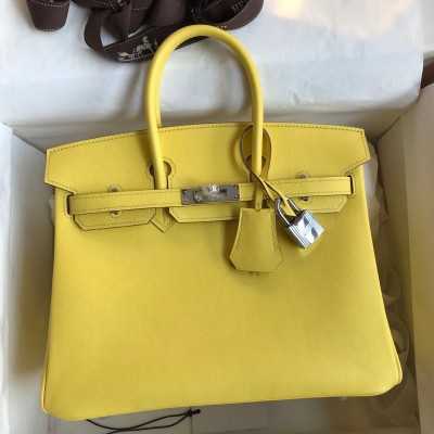 Hermes Birkin 25 Retourne Handmade Bag In Lime Swift Calfskin HSBS60140