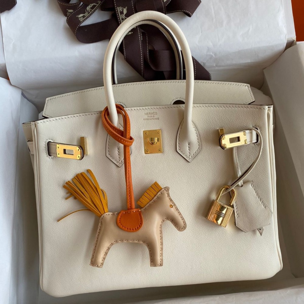 Hermes Birkin 25 Retourne Handmade Bag In Nata Swift Calfskin