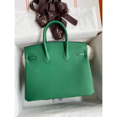 Hermes Birkin 25 Retourne Handmade Bag In Vert Vertigo Clemence Leather