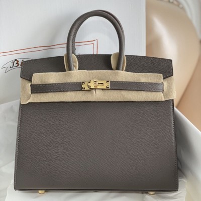 Hermes Birkin 25 Sellier Handmade Bag In Etain Epsom Calfskin HSBS60156