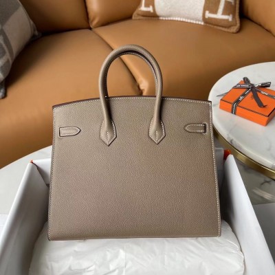 Hermes Birkin 25 Sellier Handmade Bag In Taupe Epsom Calfskin