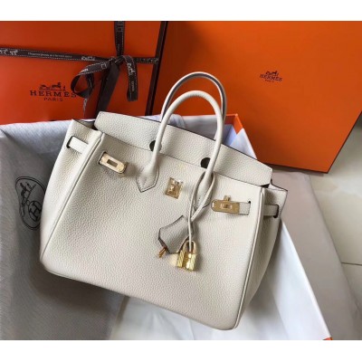 Hermes Birkin 25cm Bag In Beton Clemence Leather GHW