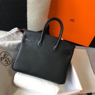 Hermes Birkin 25cm Bag In Black Clemence Leather GHW