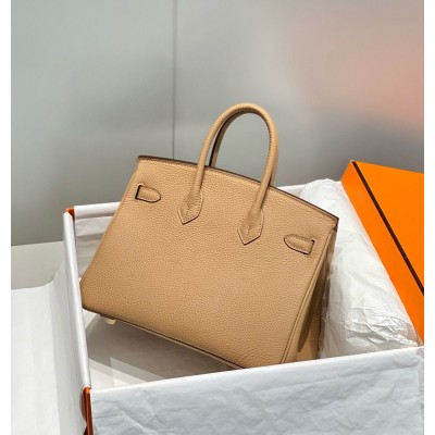 Hermes Birkin 25cm Bag In Chai Clemence Leather GHW