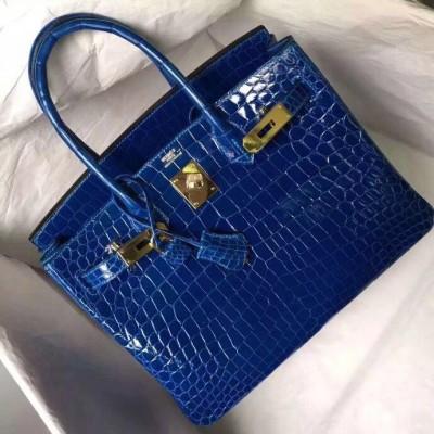 Hermes Birkin 30 Bag In Blue Electric Crocodile Niloticus Skin