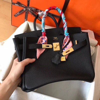 Hermes Birkin 30 Handmade Bag In Black Clemence Leather