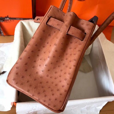 Hermes Birkin 30 Handmade Bag In Brown Ostrich Skin