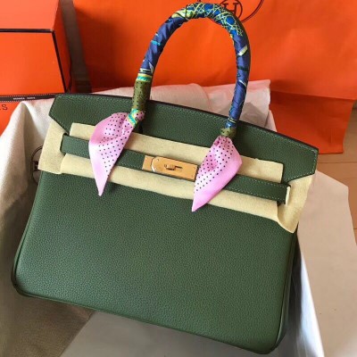 Hermes Birkin 30 Handmade Bag In Canopee Clemence Leather HSBS60488