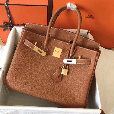 Hermes Birkin 30 Handmade Bag In Gold Clemence Leather