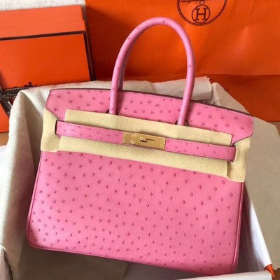 Hermes Birkin 30 Handmade Bag In Pink Ostrich Skin HSBS62026