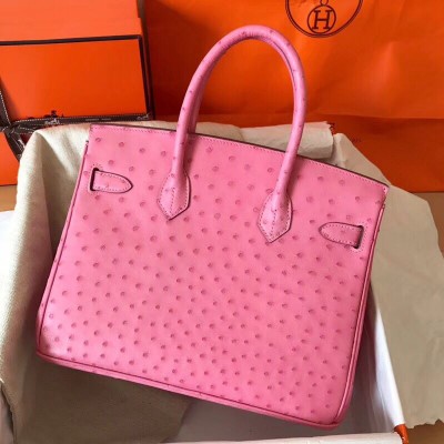 Hermes Birkin 30 Handmade Bag In Pink Ostrich Skin