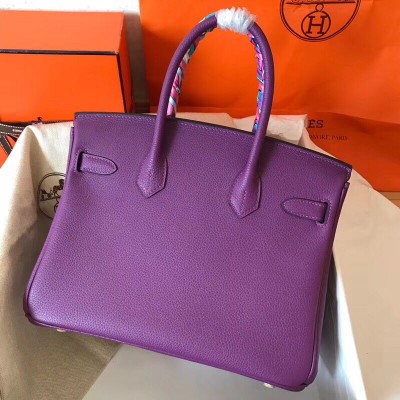 Hermes Birkin 30 Handmade Bag In Ultraviolet Clemence Leather