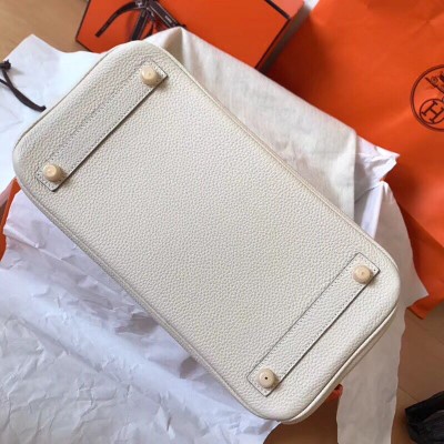 Hermes Birkin 30 Handmade Bag In White Clemence Leather