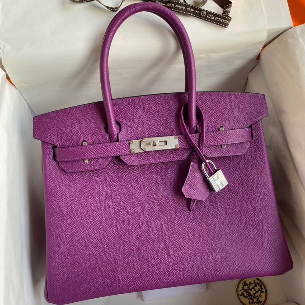 Hermes Birkin 30 Retourne Handmade Bag In Anemone Epsom Calfskin