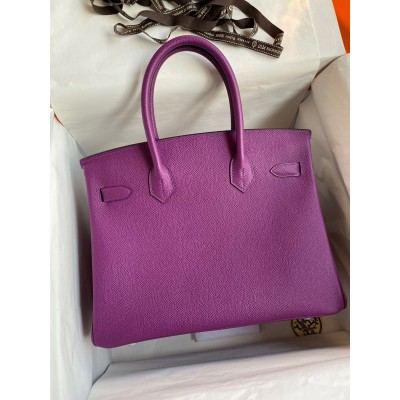 Hermes Birkin 30 Retourne Handmade Bag In Anemone Epsom Calfskin