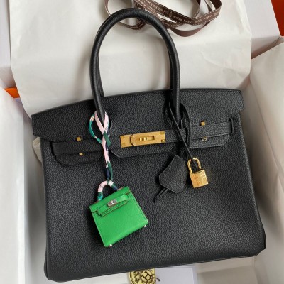 Hermes Birkin 30 Retourne Handmade Bag In Black Clemence Leather HSBS60235