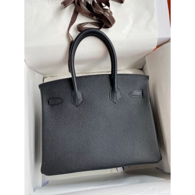 Hermes Birkin 30 Retourne Handmade Bag In Black Epsom Calfskin