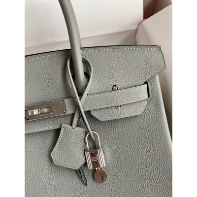 Hermes Birkin 30 Retourne Handmade Bag In Girls Mouette Clemence Leather