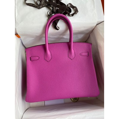 Hermes Birkin 30 Retourne Handmade Bag In Magnolia Clemence Leather