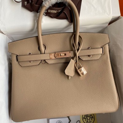 Hermes Birkin 30 Retourne Handmade Bag In Trench Clemence Leather HSBS60288