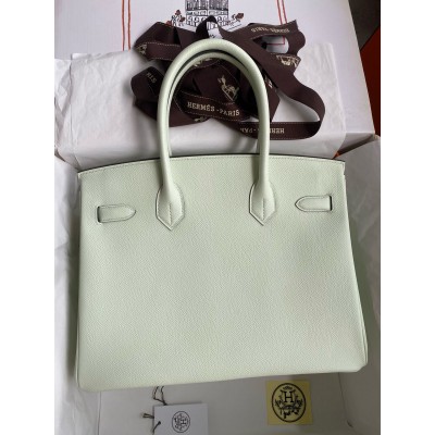 Hermes Birkin 30 Retourne Handmade Bag In Vert Fizz Epsom Calfskin