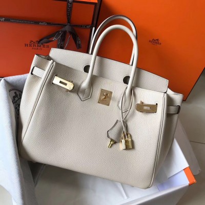 Hermes Birkin 30cm Bag In Beton Clemence Leather GHW