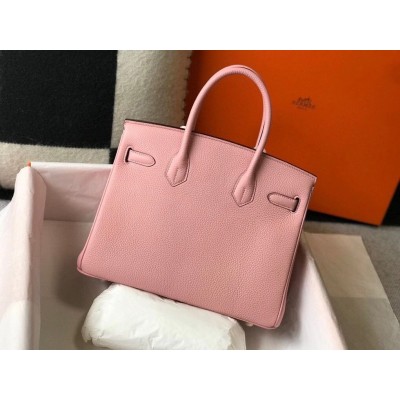 Hermes Birkin 30cm Bag In Pink Clemence Leather GHW