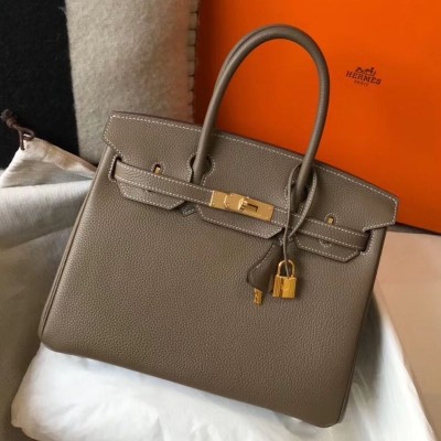 Hermes Birkin 30cm Bag In Taupe Clemence Leather GHW HSBS60202