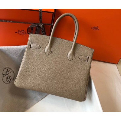 Hermes Birkin 30cm Bag In Tourterelle Clemence Leather GHW