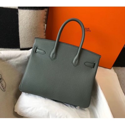 Hermes Birkin 30cm Bag In Vert Amande Clemence Leather GHW