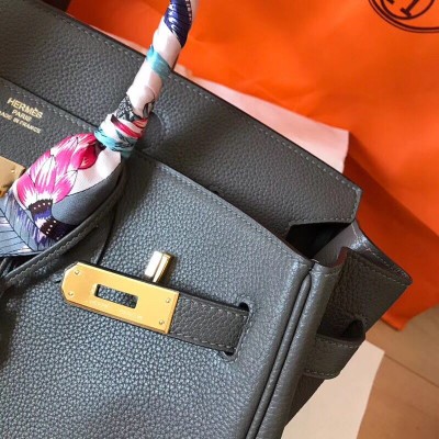 Hermes Birkin 35 Handmade Bag In Ardoise Clemence Leather