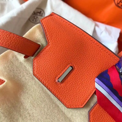 Hermes Birkin 35 Handmade Bag In Orange Clemence Leather