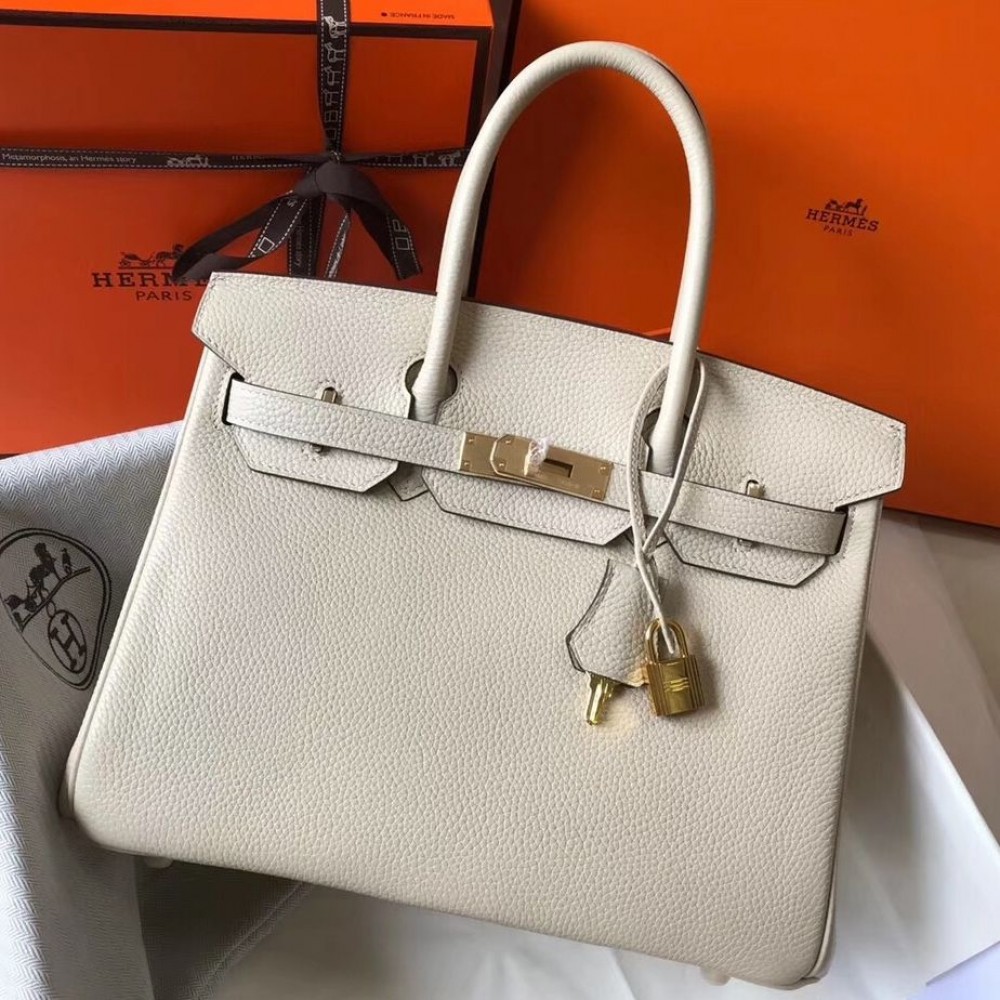 Hermes Birkin 35cm Bag In Beton Clemence Leather GHW