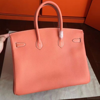 Hermes Birkin 40 Handmade Bag In Crevette Clemence Leather