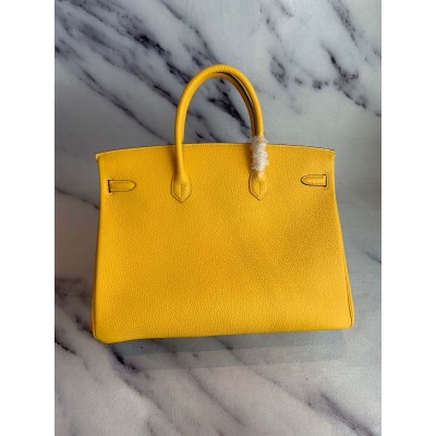 Hermes Birkin 40 Handmade Bag In Yellow Clemence Leather