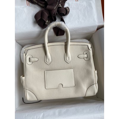 Hermes Birkin Cargo 25 Bag in Craie Toile and Swift Leather