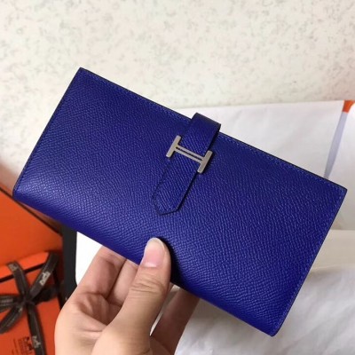 Hermes Blue Electric Epsom Bearn Gusset Wallet HSBS60382